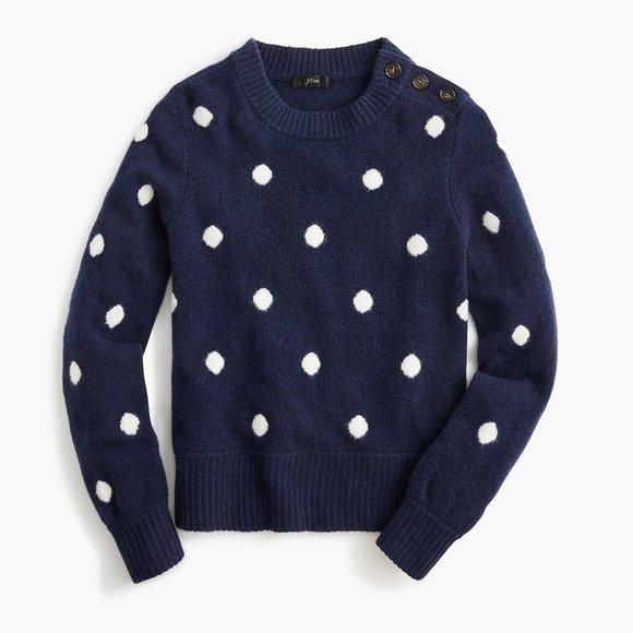 J.Crew Button crewneck sweater in dot supersoft - Picture 1 of 11